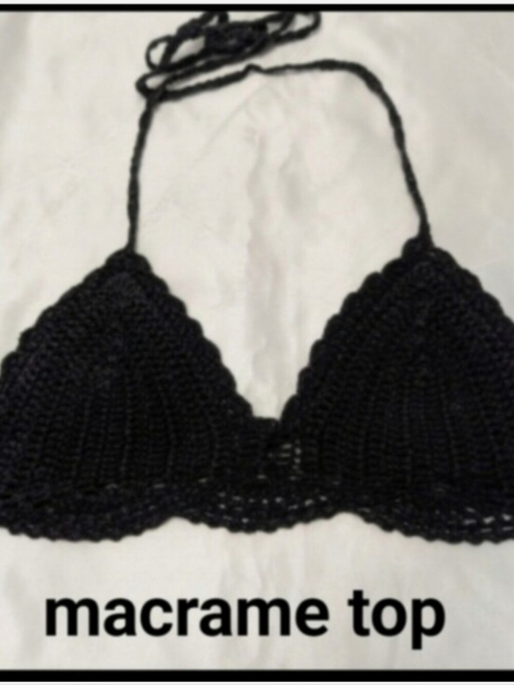 Black Crochet Triangle Bralette - Women Intimates Swim Top Festival